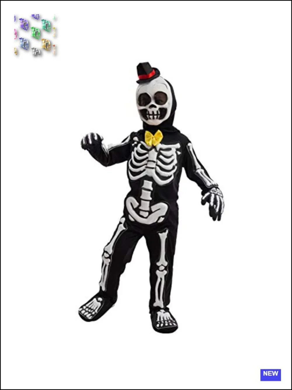 Kids Skeleton Costume Glow in the Dark Bone Jumpsuit with Mask & Gloves